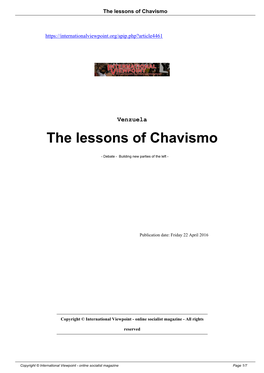 The Lessons of Chavismo