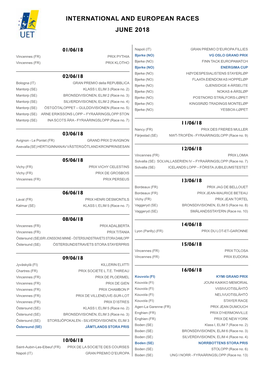 International and European Races June 2018