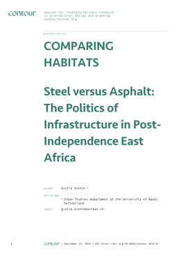 The Politics of Infrastructure in Post- Independence East Africa