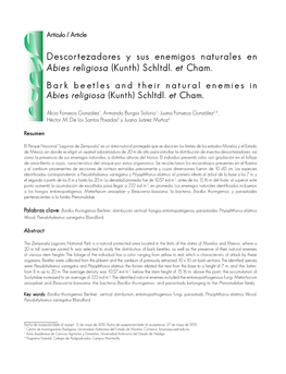 Descortezadores Y Sus Enemigos Naturales En Abies Religiosa (Kunth) Schltdl