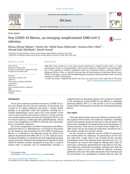 Post COVID-19 Fibrosis, an Emerging Complicationof SARS-Cov-2 Infection