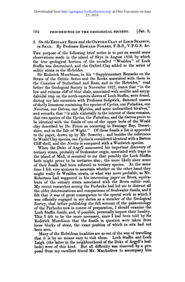 In SKYE. by Professor EDWARD FORBES, F.R.S., V.P.G.S. &C. the Purpose of the Following Brief Notice Is to Put on Record Some