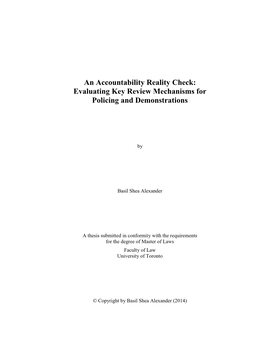 An Accountability Reality Check: Evaluating Key Review Mechanisms for Policing and Demonstrations