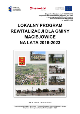 Lokalny Program Rewitalizacji Dla Gminy Maciejowice Na Lata 2016-2023