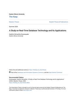 A Study on Real-Time Database Technology and Its Applications