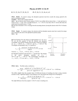 Physics 43 HW 10 Ch 39