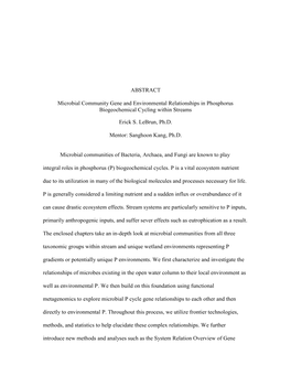 ABSTRACT Microbial Community Gene and Environmental