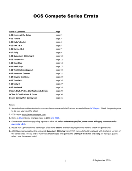 OCS Compete Series Errata