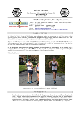 HEEL and TOE ONLINE the Official Organ of the Victorian Race Walking