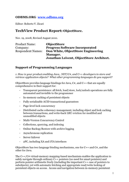 Techview Product Report: Objectstore