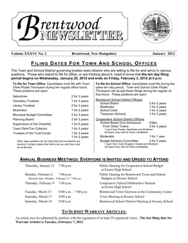 Filing Dates for Town and School Offices