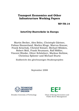 Transport Economics and Other Infrastructure Working Papers