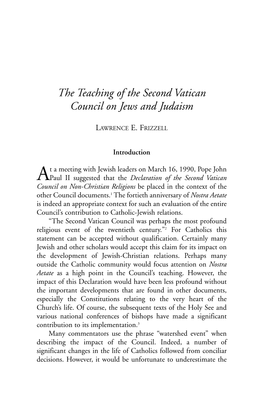 The Teaching of the Second Vatican Council on Jews and Judaism