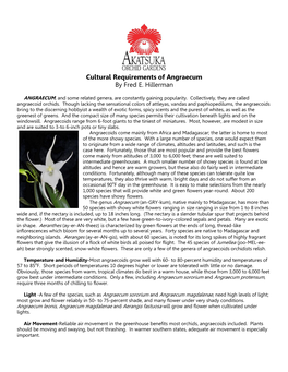 Cultural Requirements of Angraecum by Fred E. Hillerman