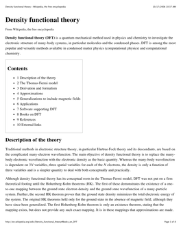 Density Functional Theory - Wikipedia, the Free Encyclopedia 10/17/2006 10:37 AM