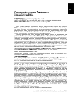 Fault-Tolerant Algorithms for Tick-Generation in Asynchronous Logic: Robust Pulse Generation