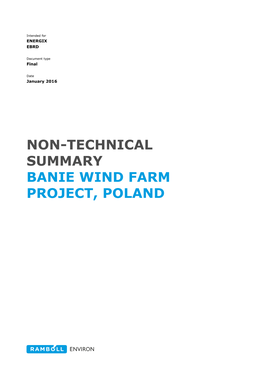 Non-Technical Summary Banie Wind Farm Project, Poland