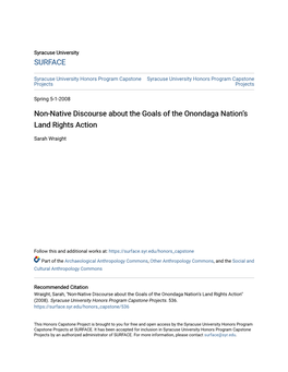 Non-Native Discourse About the Goals of the Onondaga Nationâ•Žs Land