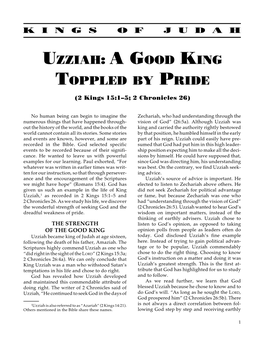 Uzziah: a Good King Toppled by Pride