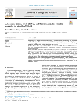 A Molecular Docking Study of EGCG and Theaflavin Digallate with the Druggable Targets of SARS-Cov-2