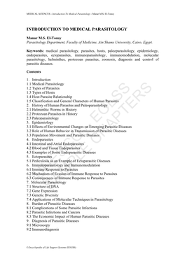 Introduction to Medical Parasitology - Manar M.S