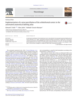 Implementation of a New Parcellation of the Orbitofrontal Cortex in the Automated Anatomical Labeling Atlas