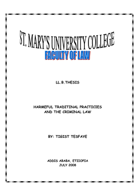 Tigist Tesfaye LL B Thesis