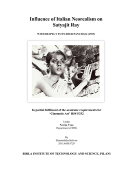 Influence of Italian Neorealism on Satyajit Ray