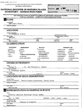 National Register of Historic Places Inventory -- Nomination Form