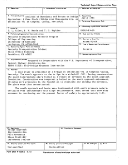 Analysis of Movements and Forces on Bridge Approaches: a Case Study (Bridge Over Chesapeake Avenue on Interstate 471 in Campbell County, Kentucky)