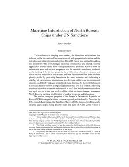 Maritime Interdiction of North Korean Ships Under UN Sanctions