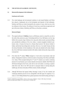 9 3.0 the SETTING of SALISBURY and WILTON 3.1 Historical Development of the Settlements Landscape and Location 3.1.1 the Varie