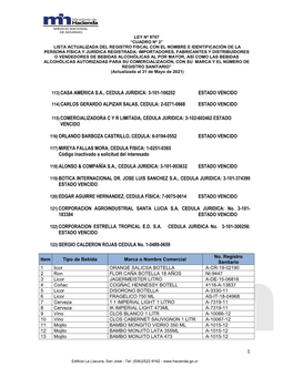 113) Casa America S.A., Cedula Juridica: 3-101-106252 Estado Vencido