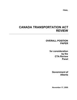 Canada Transportation Act Review