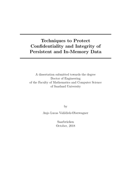 Techniques to Protect Confidentiality and Integrity of Persistent and In