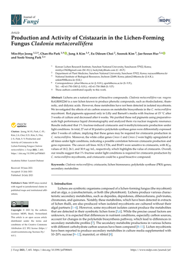 Production and Activity of Cristazarin in the Lichen-Forming Fungus Cladonia Metacorallifera