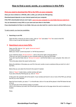 How to Find a Word, Words, Or a Sentence in This Pdf's