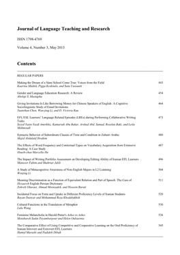 Journal of Language Teaching and Research Contents