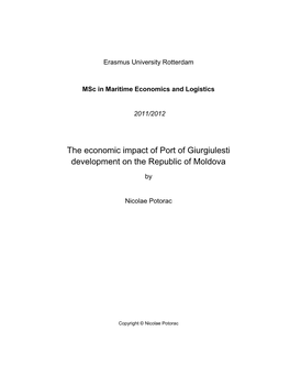 The Economic Impact of Port of Giurgiulesti Development on the Republic of Moldova