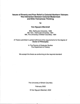 Issues of Poverty and Poor Relief in Colonial Northern Vietnam: the Interaction Between Colonial Modernism and Elite Vietnamese Thinking