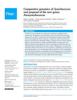 Comparative Genomics of Synechococcus and Proposal of the New Genus Parasynechococcus