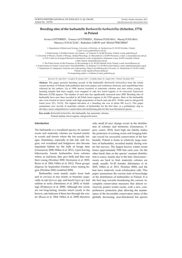 Breeding Sites of the Barbastelle Barbastella Barbastellus (Schreber, 1774) in Poland