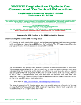 WOVE Legislative Update for Career and Technical Education