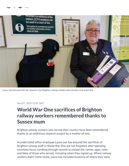 World War One Sacrifices of Brighton Railway Workers Remembered Thanks to Sussex Mum