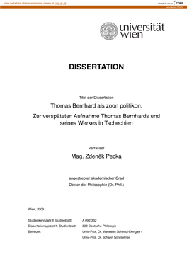Thomas Bernhard Als Zoon Politikon IV