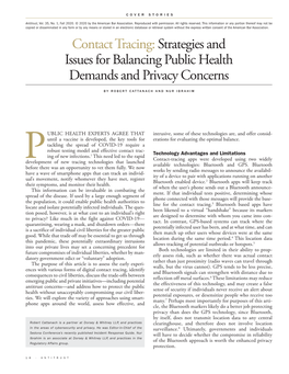 Contact Tracing: Strategies and Issues for Balancing Public Health Demands and Privacy Concerns