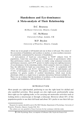 Handedness and Eye-Dominance: a Meta-Analysis of Their Relationship