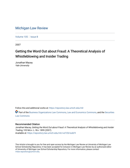 A Theoretical Analysis of Whistleblowing and Insider Trading