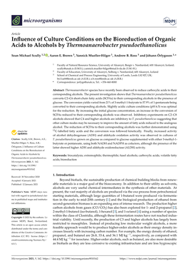 Influence of Culture Conditions on the Bioreduction of Organic Acids to Alcohols by Thermoanaerobacter Pseudoethanolicus