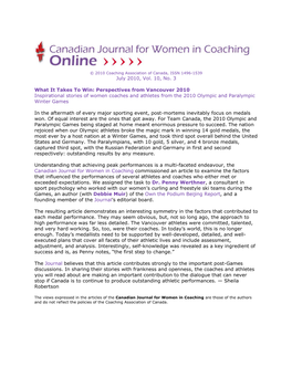 Canadian Journal for Women in Coaching
